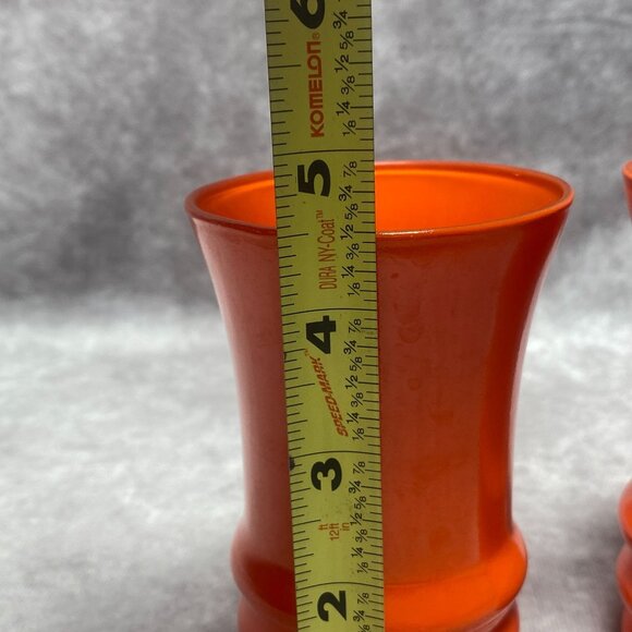 Vintage Anchor Hocking Tilt Ball Orange Ceramic Pitcher Jug  & Tumblers Set - Picture 10 of 15